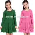 online shopping kids dress super soft cotton long sleeve solid knee length blue green purple tiered girls fancy dress